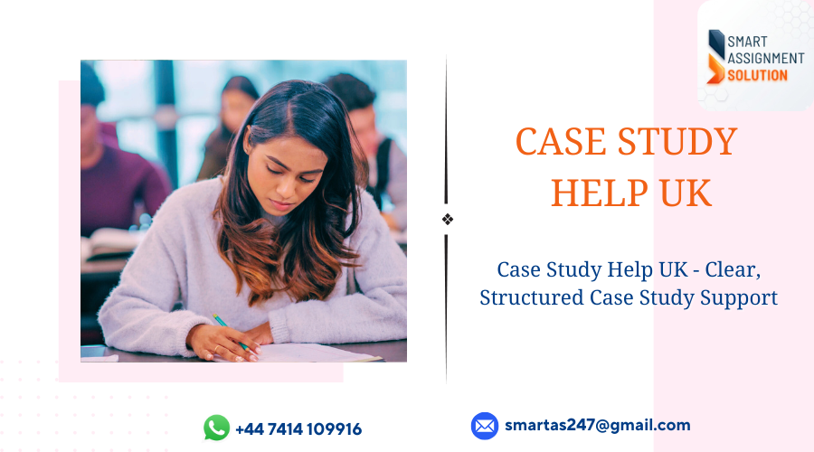 Student analysing a case study with online academic support