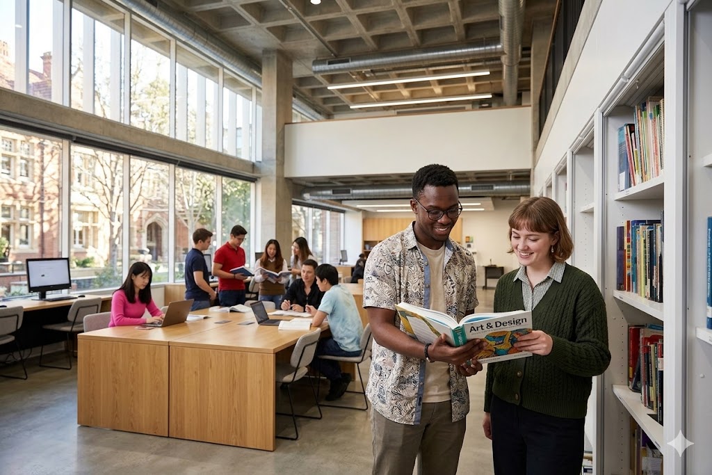 Australian university students studying outdoors